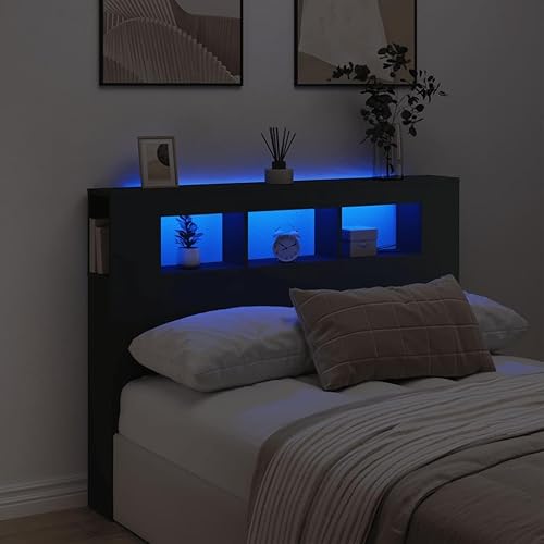Azzrora Tête de lit à LED Tête de lit 180 Bois Tête de lit sur Pied Meuble de Chambre à Coucher Bois-Chêne sonoma-180 x 103.5 cm - Nail Gallerys