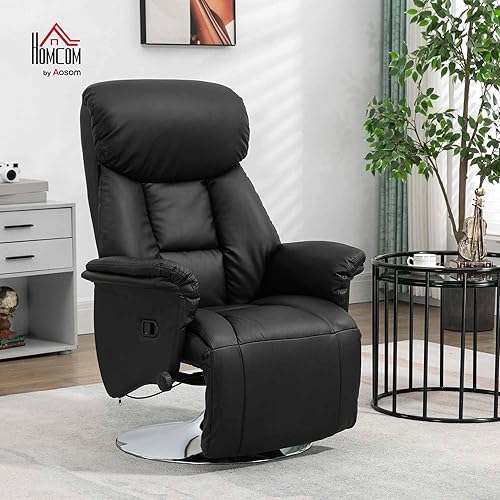 HOMCOM Fauteuil de Relaxation Fauteuil Relax de Salon inclinable pivotant Repose-Pied réglable accoudoirs, Chaise TV en Similicuir synthétique, jusqu'à 150 kg, pour Salon, Chambre, Home cinéma, Noir - Nail Gallerys