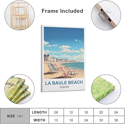 CYYHGEE Poster de voyage vintage La Baule Beach Europe 40 x 60 cm - Nail Gallerys
