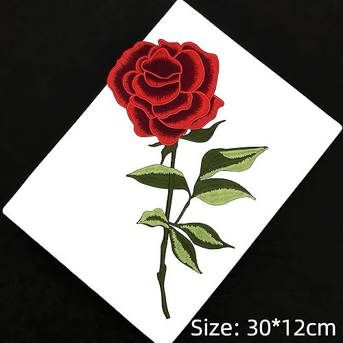 Pandalein Lot de 2 écussons brodés à repasser - Motif rose rouge - Pour vêtements, bricolage, jeans, t-shirts, vestes - Pour travaux manuels - Rouge - Nail Gallerys