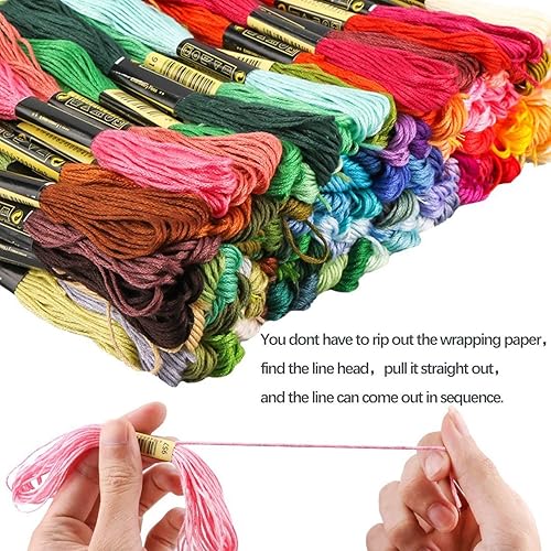 Adkwse Fils à Broderie 447 Couleurs - Kit de Broderie Brésilien pour Point de Croix, Tricotage et Bracelets - Accessoires et Outils Inclus - 8m - Nail Gallerys