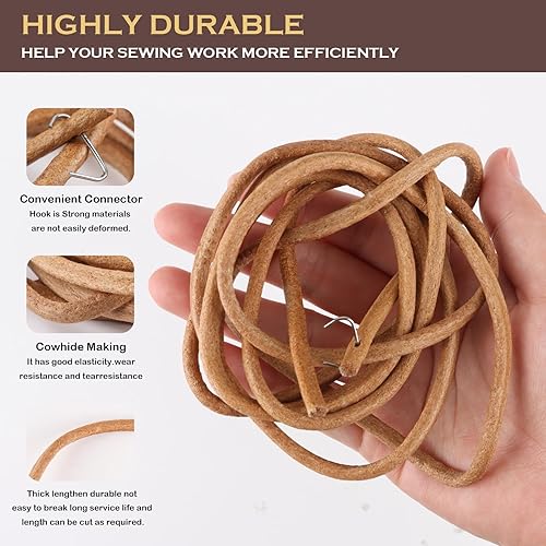 Ceinture en cuir pour machine à coudre, 183 mm, cordon rond en cuir robuste de 5,8 mm d'épaisseur, compatible avec les machines à coudre à pied, convient à la plupart des machines à coudre vintage. - Nail Gallerys