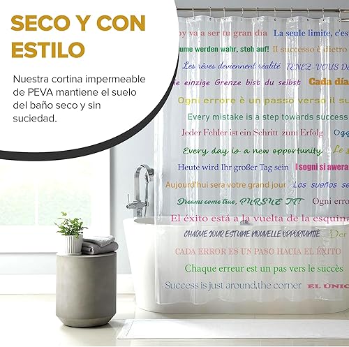 Morblan Rideau de douche avec phrases motivantes, design unique, matériau PEVA, anti-moisissure et imperméable 100 %, rideau de douche plus écologique que le polyester, idéal comme rideau de douche - Nail Gallerys