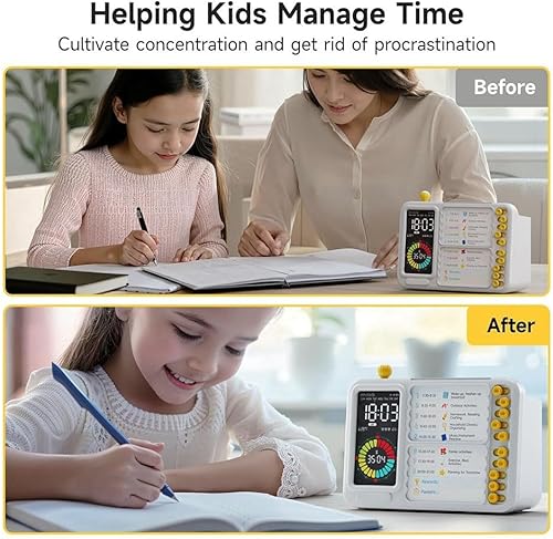 Qerwsdty Minuteur Visuel pour Enfants et Adultes, Minuterie TDAH avec Tableau Planification pour Horaires, Minuterie de Tâches, Minuterie Visuelle pour Tout-Petits, Minuterie Silencieuse - Nail Gallerys