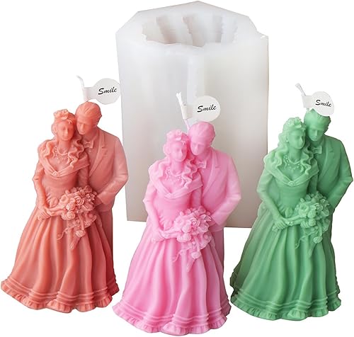Meiliyizu Moule à bougie 3D unique pour mariés et mariés - Moules à belles figurines - Moules pour art portrait - Moules pour décoration artistique - Nail Gallerys