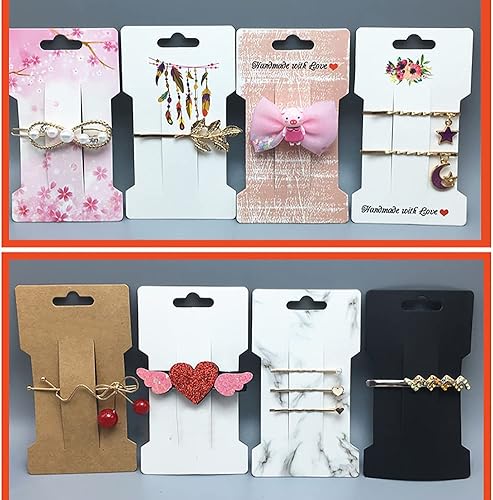 JIHUOO 100 Pièces Cartes d'affichage de Pince à Cheveux Carte de Présentation d'arc de Cheveux Carte de Présentation de Bijoux Brun - Nail Gallerys