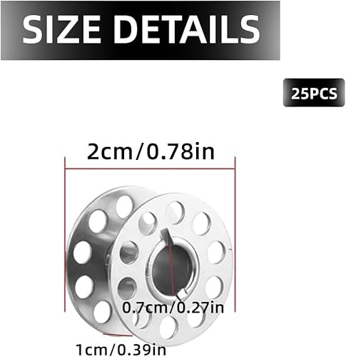 BZKSER canette Machine a Coudre - 25 Pièces Canette Metal Machine a Coudre,canettes de Couture,Machine à Coudre de Canette Vide avec Boîte de Rangement, Canettes de Fil Métallique - Nail Gallerys