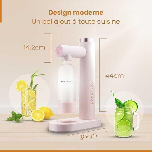 LunaVida 's SodaMaker - Appareil à eau pétillante - Bouteille d'eau incusive - Rose - Nail Gallerys