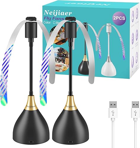 Neijiaer Anti Mouche Ventilateur de Table, Anti Moucherons Plié et Suspendu, Ventilateur Anti Moustique Exterieur Efficaces Alimenté par USB ou Batterie pour Cuisine,BBQ,Fêtes (Noir,4PCS) - Nail Gallerys