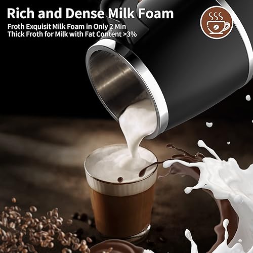 Bogseth Mousseur à Lait Électrique 4 en 1, Mousse Chaud/Froid, Lait Chaud/Chocolat, Revêtement Antiadhésif, Noir, Acier Inoxydable - Nail Gallerys