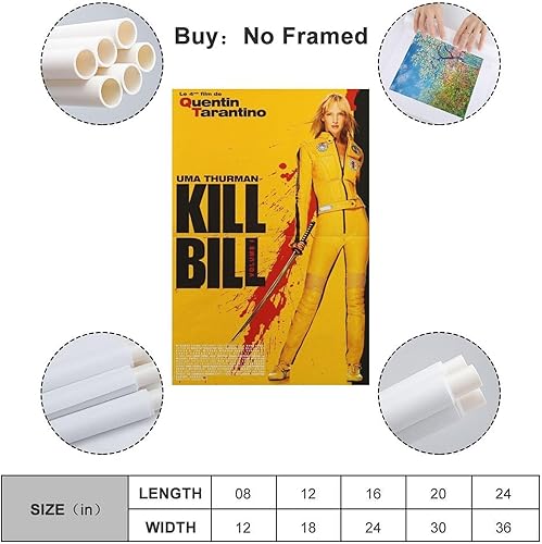 Kill Bill Poster de film vintage classique sur toile pour chambre à coucher - Décoration d'intérieur - 60 x 90 cm - Style 43 - Nail Gallerys