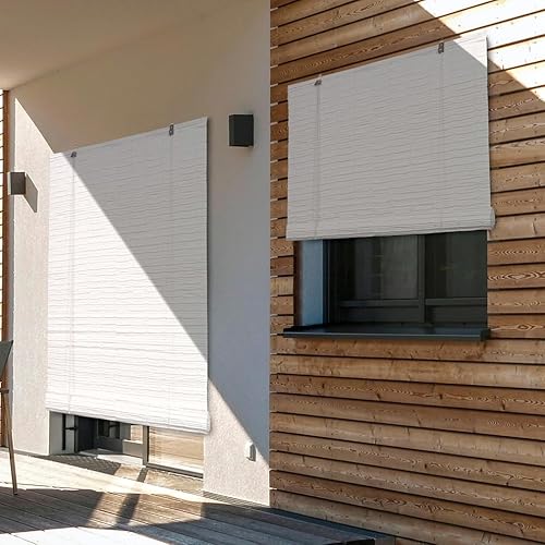 MadeInNature Store Enrouleur pour Extérieur et Intérieur Effet Rotin, Fenêtre Porte Fenêtre Baie Vitrée Pergola, Coloris Naturel ou Blanc Hauteur réglable Tailles Variées (Naturel, Largeur 90x180cm) - Nail Gallerys