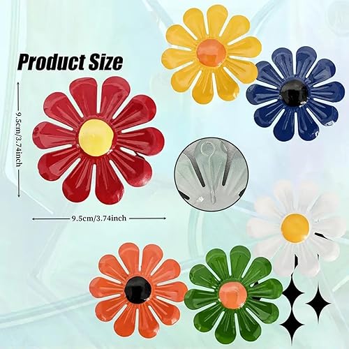 KASESSS 6 Pièces Fleur Décoration Murale en Métal, Decoration Jardin Exterieur, Décoration Murale Extérieure, Décoration de Clôture de Jardin à Suspendre pour Cour Clôture Salon Chambre, Coloré - Nail Gallerys