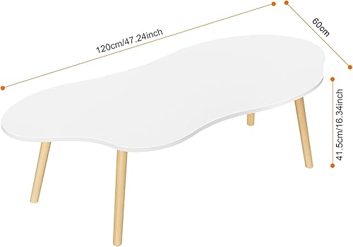 toxaaiwr Table basse moderne du milieu du siècle, petite table basse blanche, table ovale en bois en forme de nuage, pour petit espace, salon, chambre à coucher, minimaliste, 78,7 x 40,9 x 40,6 cm (L - Nail Gallerys