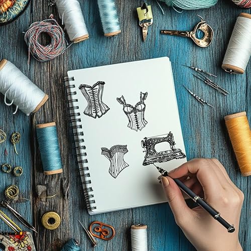 GLOBLELAND Tampons Transparents de Couture Vintage Tampons Transparents pour Corset Tampons en Silicone pour Machine à Coudre pour Bricolage Scrapbooking Album Photo Cartes Décor - Nail Gallerys