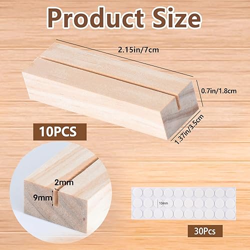 NCCHDZSW Porte Carte Bois 10 Pcs Porte Menu Mariage avec 30 Points de Colle, Réutilisable Bois Naturel Support Photo Carte Porte Photo pour Mariage Restaurants Mariages Banquets Fêtes(10 x 3 x 2 cm) - Nail Gallerys
