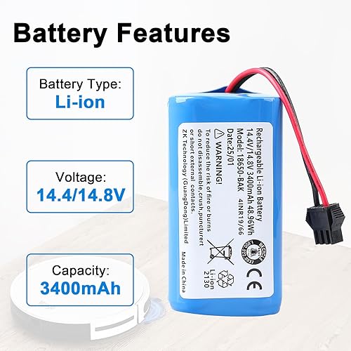 Batterie 3400mAh, 14,4 V Compatible avec Venga VG RVC 3000 3001, Eufy RoboVac 11 11C 11S Max 30 30C Max 12 15C Max 15T 35C, Ecovacs Deebot N79 N79S DN622, Bagotte BG600 BG700 - Nail Gallerys