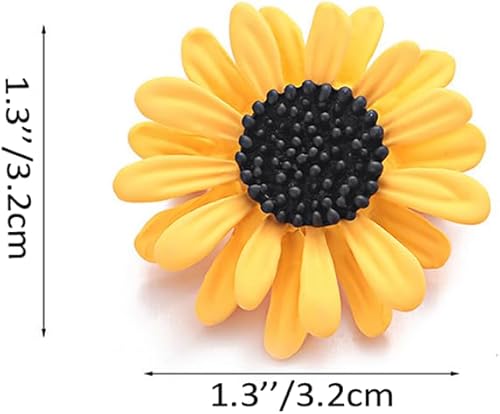 Broche tournesol en alliage jaune - Broche marguerite - Épingles à col - Épingles à revers - Bijoux floraux - Collocation de vêtements - Manteau, chapeau, pull - Accessoires, 1.3x1.3inch - Nail Gallerys