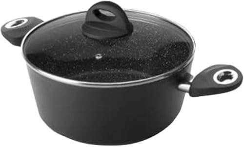 IBILI - Casserole Nature avec couvercle en verre, 24 cm, Antiadhésif style pierre, Compatible avec l’induction - Nail Gallerys