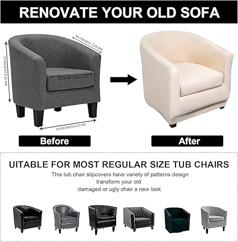 Lydevo Housse pour Fauteuil Cabriolet 2 Pieces Housse de Fauteuil Extensible avec Taie d'oreiller Revêtement de Fauteuil Club Chesterfield Lavable Universel Couverture de Fauteuil,Beige - Nail Gallerys