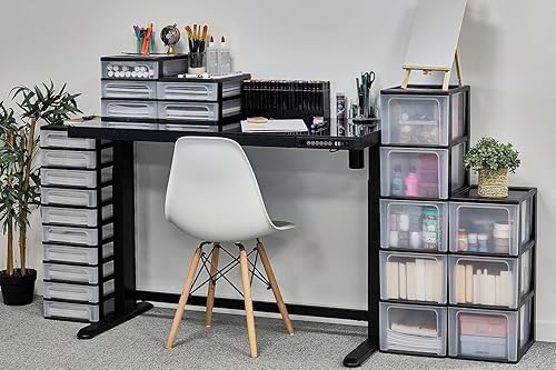 Iris Ohyama, Tour de Rangement Plastique, 2 Petits Tiroirs & 1 Tiroir Moyen, Noir, Ouverture Facile, Format A4, Meuble, Organisateur, pour Bureau, Fourniture Scolaire, Papeterie, Sans BPA,OCH-2021 - Nail Gallerys