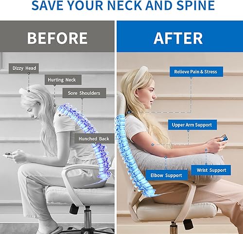 Coussin de lecture pour jeu, support ergonomique pour le jeu, crochet, coussin de soutien pour ordinateur portable pour s'asseoir dans le lit et le canapé, coussin de posture correcte pour les genoux - Nail Gallerys