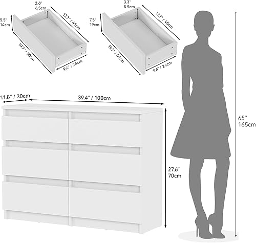 YITAHOME Commode à 6 tiroirs, 100 x 30 x 70 cm, meuble de rangement moderne pour chambre à coucher, MDF durable et panneaux de particules, idéal pour les vêtements et les nécessités quotidiennes, - Nail Gallerys