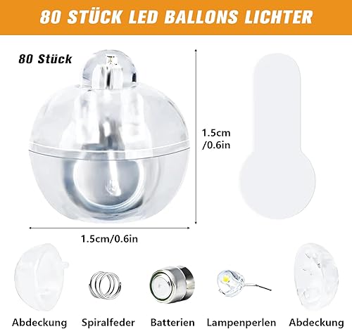 CoKeeSun 80 PCS Mini Ballon Lumineux Led, Boule Lumineuse, Rond LED Ballons Lumineux, LED Ballons Lampes de Fête pour Anniversaire Mariage Halloween Noël Papier Lanterne Décoration (Blanc Chaud) - Nail Gallerys