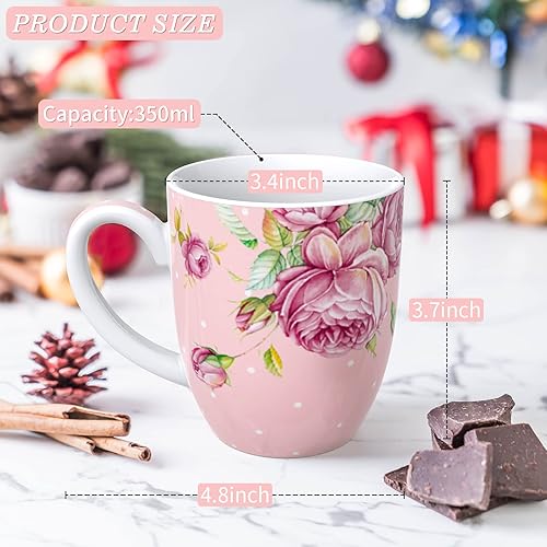 London Boutique Lot de 4 tasses en porcelaine - Style vintage shabby chic - Motif floral - 4 couleurs - 350 ml - Rose - Nail Gallerys