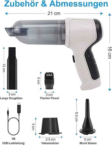 Aspirateur à Main Sans Fil, Mini Aspirateur 2000mah/9000pa Avec Filtre Lavable, Aspirateur De Voiture Portable Sans Sac Suppression Du Bruit Humide Et Sec Et Humide Pour La Maison Et Les Voitures - Nail Gallerys