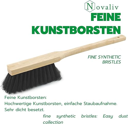 Novaliv Lot de 2 balayettes à manche long de 60 cm avec manche en bois et poils synthétiques fins pour un nettoyage efficace - Nombreuses possibilités d'utilisation - Atelier - Pour la poussière, la - Nail Gallerys
