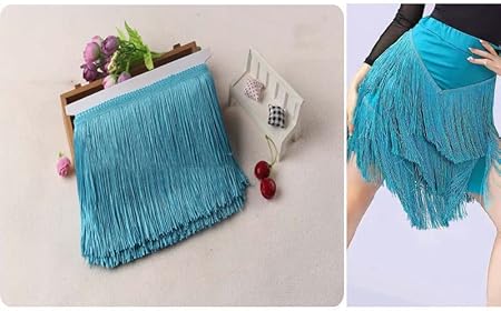 YYCRAFT Rideau à franges de 9,1 m x 10,2 cm de large par mètre pour bricolage, couture, travaux manuels, vêtements, rideaux, décoration - Turquoise - Nail Gallerys