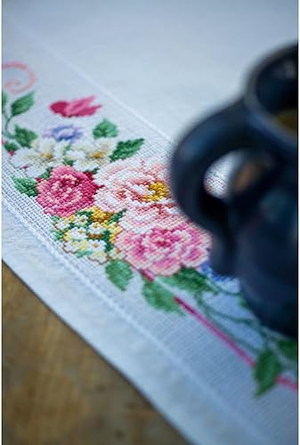Vervaco De Point De Croix Compté Nappe FLEURS CLASSIQUES ET PAPILLONS Broderie Kit Complet Adulte Loisir Créatif Maison Decoration Manuelle Table Cadeou DIY ca. 80 x 80 cm Cross Stitch Embroidery - Nail Gallerys