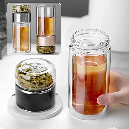 Infusifie Infuseur à Thé - Infuseur à Thé,Bouteille en Verre pour Infuseur à Thé,Infuseur à Thé en Verre Double Couche,Infuseur à Thé Portable Anti-Fuite,pour Le Bureau - Nail Gallerys