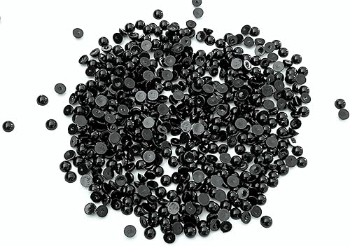 300 PERLES CABOCHON Demi Rond à coller acrylique Noir 4 mm - Dos Plat - Creation Diy - Nail Gallerys