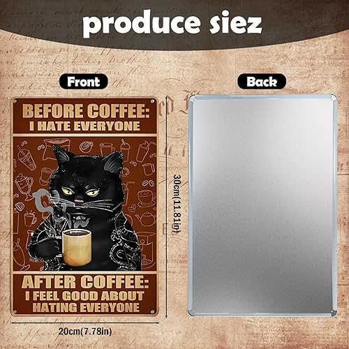 KAIYAYA Affiche Vintage Chat de Café,Plaque Metal Vintage Affiche Decoration Murale Decorative Deco Vintage Plaque Metal Decorative pour Decoration Cuisine Café:Bar:Pub:Bière (30 X 20 Cm) - Nail Gallerys