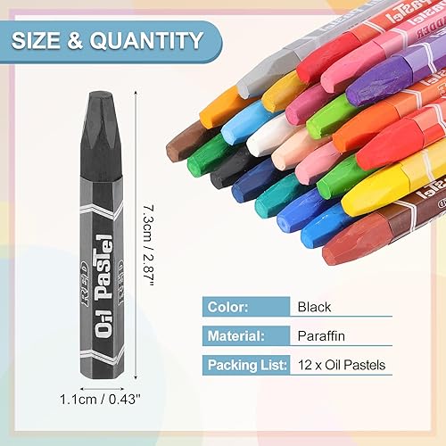 PATIKIL Noir Pastels à l'Huile, 12Pcs Crayons à l'Huile Doux Bâton de Pastels Vibrants et Crémeux Fournitures d'Art pour Peinture, Dessin, Mélange de Graffitis pour Artistes Débutants - Nail Gallerys