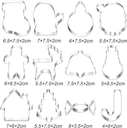 BELSVOR Lot de 12 Emporte Pièces Noël, Emporte Piece en Acier Inoxydable, Emporte Piece Biscuit pour Décoration Biscuit/Gâteau/Cookies/Pâtisserie, Emporte Piece Patisserie 12 Formes - Nail Gallerys
