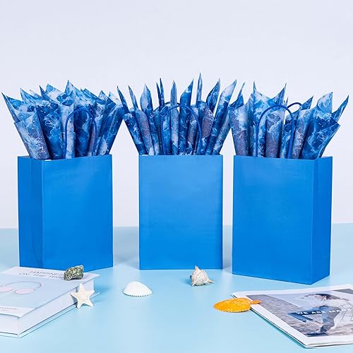 Larcenciel Papier de Soie Emballage, 30 Feuilles Papier Bouquet de Fleur 50x35cm, Emballage Cadeau Vagues de l'océan bleu Packaging, Idéal pour DIY et Loisirs Créatifs, Mariage Fête d'Anniversaire - Nail Gallerys