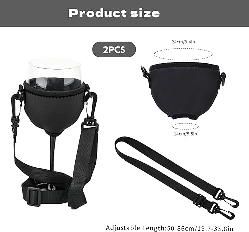LUMOOM Lot de 2 porte-verres à vin à suspendre - En tissu - Portables - Idéal pour fête du vin, mariage, anniversaire, fête, pique-nique - Noir - Nail Gallerys
