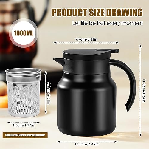 Bouteille isotherme de 1 l avec infuseur à thé, petit thermos de voyage, avec cafetière amovible et bien étanche, en acier inoxydable - Nail Gallerys