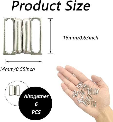 6 Paires Maillot Vêtements Fermoirs Boucles Fermoirs de Bikini argentés en métal Fermoirs à Bande métallique Alliage métallique Boucle Soutien Gorge Silver Bikini Buckle pour Bikinis, Lingerie - Nail Gallerys