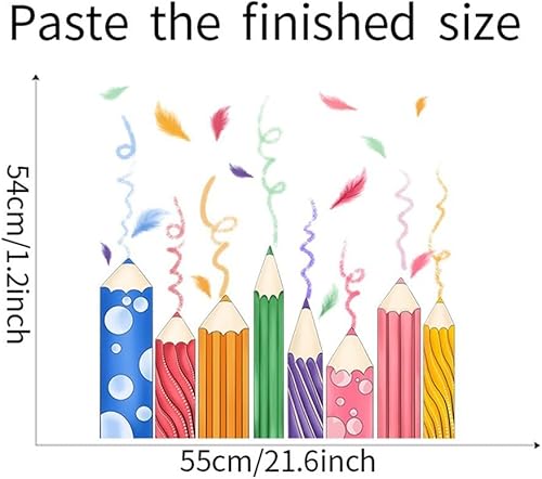 Autocollants de fenêtre colorés en forme de crayon - Décoration murale pour fenêtre, escalier, vitrine, salle de classe, chambre à coucher, salon - Nail Gallerys