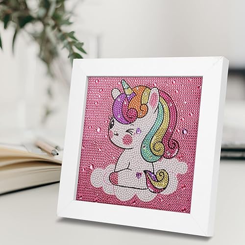 JSRQT Licorne Enfants 5D Diamant Peinture Kit, DIY Kids Diamond Art Painting,Bricolage Strass Diamond Art Painting Broderie Point De Croix Diamant Arts Craft (18x18CM) - Nail Gallerys