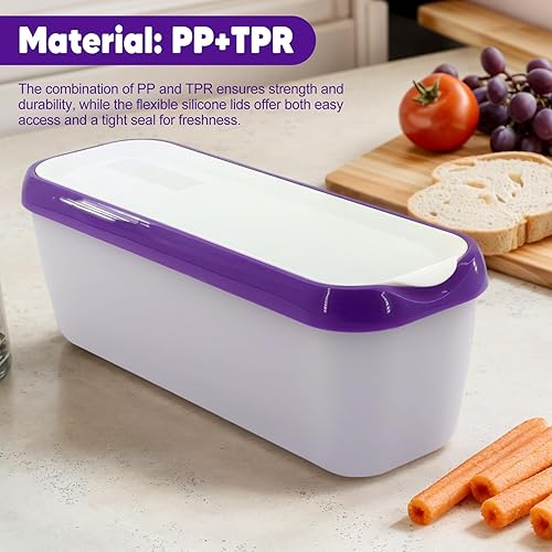 Lot de 2 bacs à glace pour glace alimentaire, 1,5 l, avec couvercles en silicone, réutilisables, pour glaces faites maison, avec coussinet antidérapant, pour crème glacée, dessert - Nail Gallerys