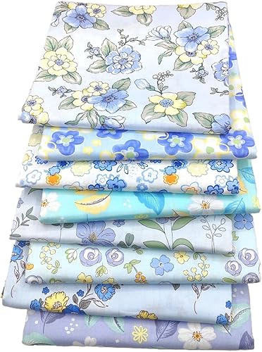 Morbuy Tissu Couture, Série Bleue Tissus DIY 8 Pièces Coton Tissu Patchwork Bricolage Textile Couture de Matelassage Textiles Imprimé pour Fait Main Scrapbooking Artisanat Loisir (Bleue,40x50cm) - Nail Gallerys