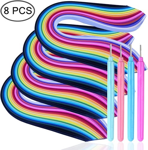 AIFUDA Lot de 4 outils à fente pour paperolles de papier et kit de papier pour paperolles - 1040 bandes 26 couleurs 4 tailles pour loisirs créatifs - Nail Gallerys