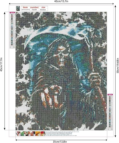 TDFERAN/40x50CM 5D DIY Diamond Painting Kit Complet Mort Démon,Broderie Diamant Kits Carré, Diamant Strass Cristal Point de Croix Crâne Skull pour Murale Décoration Enfants Adultes - Nail Gallerys