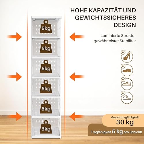 Ollewiellan Lot de 2 boîtes à chaussures empilables avec 12 boîtes à chaussures, transparentes, pliables, sans installation, organiseurs pour baskets, chaussures à talons hauts, peu encombrantes - Nail Gallerys