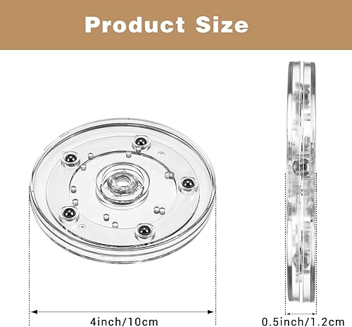 HJZHII Plateau tournant en acrylique de 10 cm - Petit Lazy Susan - Mini plateau tournant - Organisateur de gâteau rotatif en plastique - Rangement rotatif - Transparent - Pour cuisine, gâteau, épices - Nail Gallerys